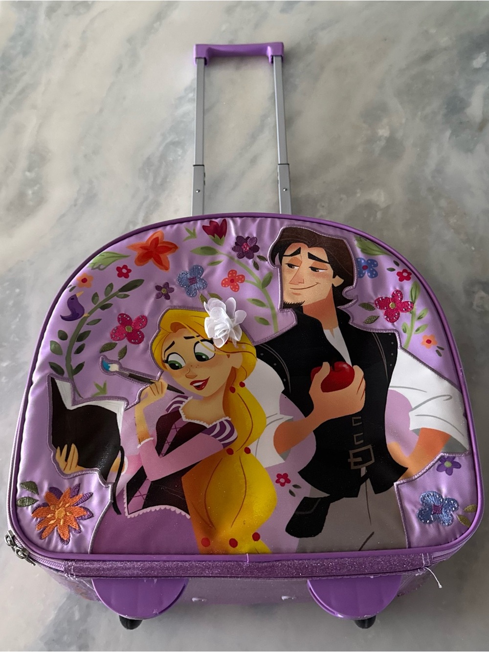 Disney Purple Rapunzel & Flynn Rolling Kids Backpack
